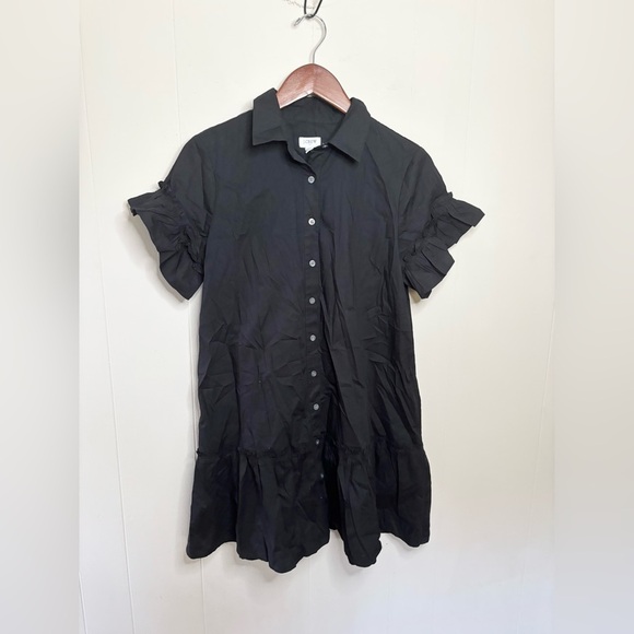 J Crew Ruffle-sleeve mini shirtdress black size 6 petite 6P j.crew new - Picture 5 of 8